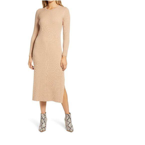 NWT Wayf x BFF Hollie Nordstrom Ribbed Open Back Long Sleeve Sweater Midi Dress - Picture 2 of 16